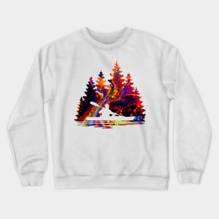 Rainbow Marble Pattern of a Kayaker Paddling Silhouette Crewneck Sweatshirt